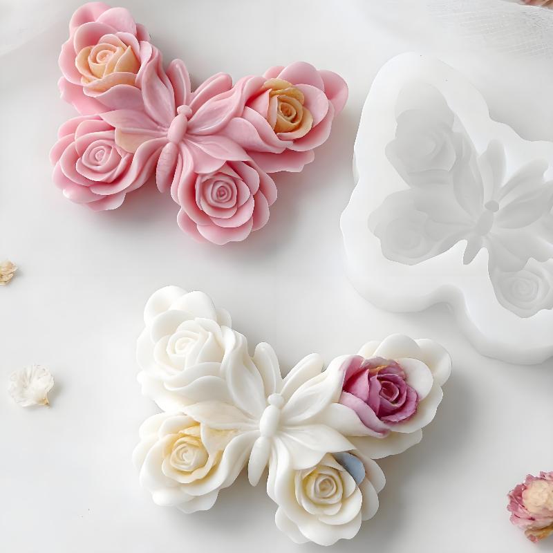 Melt Pour Soap Base - DIY Rosen-Schmetterling Silikonform Handgemachte Aroma-Kerzen Gips